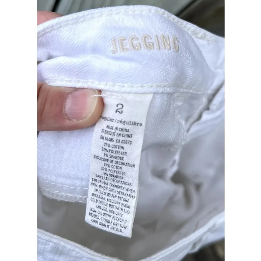 American Eagle Jegging Women 2 White Good Stretch Ankle Zip Skinny Jeans